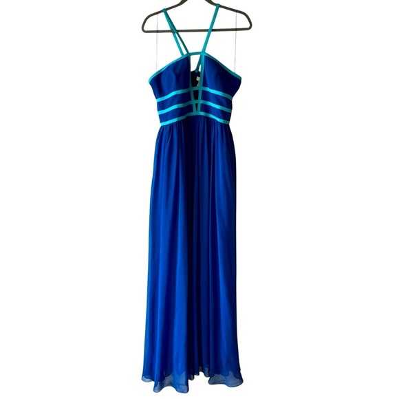 Aidan Mattox Blue Strappy Gown Size 12 – Formal Dress with Cutouts | summer maxi - Picture 1 of 15